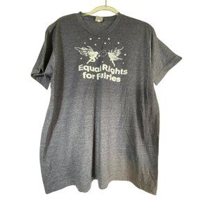 Vintage Equal Rights For Fairies Large Graphic T-Shirt Charcoal Gray 1987 LGBTQ‎